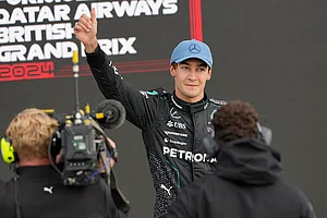 | Photo: AP/Luca Bruno : Mercedes driver George Russell